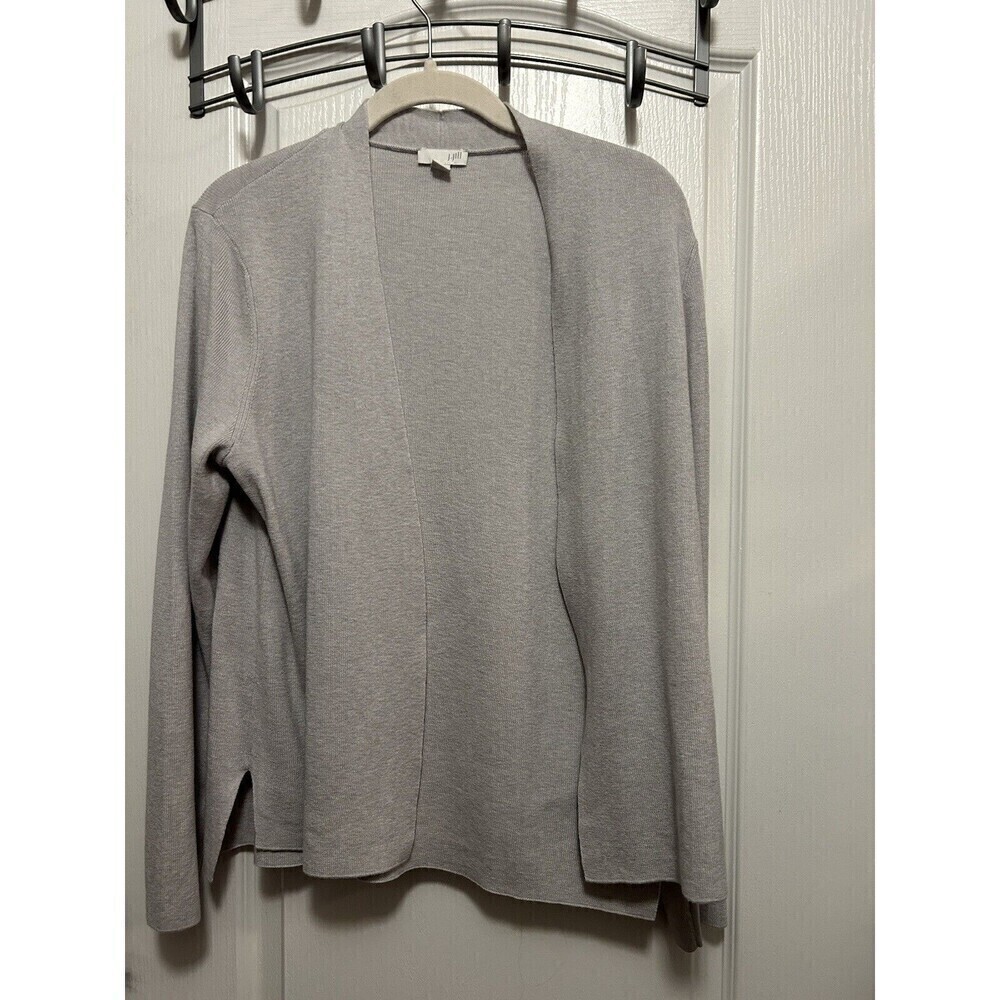 J‎ Jill Open Cardigan Sweater Women’s Size S Gray Lightweight Wool Blend Preppy